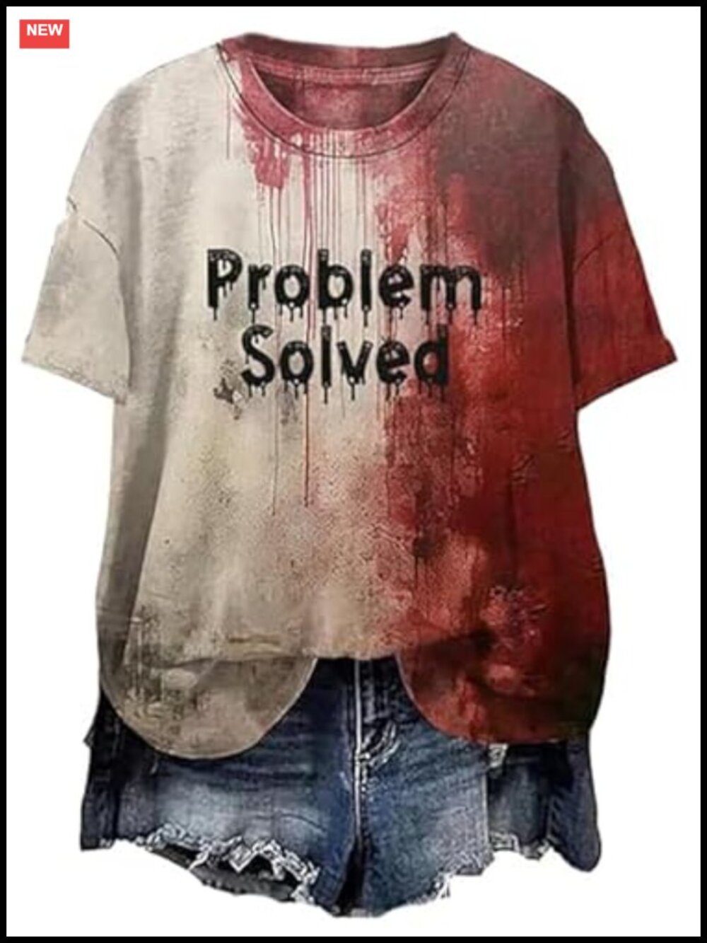 Women Halloween Bloody V-Neck T-Shirt Cotton Blend Horror Blood Splatter Tee